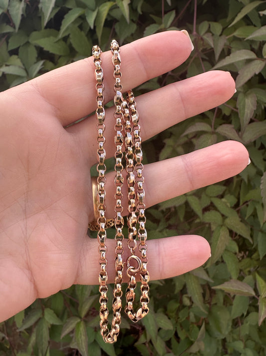 Antique 9ct Rose Gold Tulip belcher mix link chain