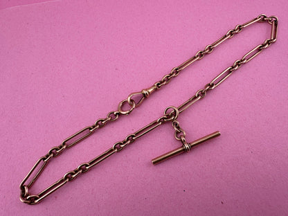 Antique 9ct Rose Gold Trombone Albert Chain