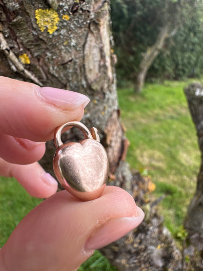 Antique 9ct Rose gold Puffy heart padlock