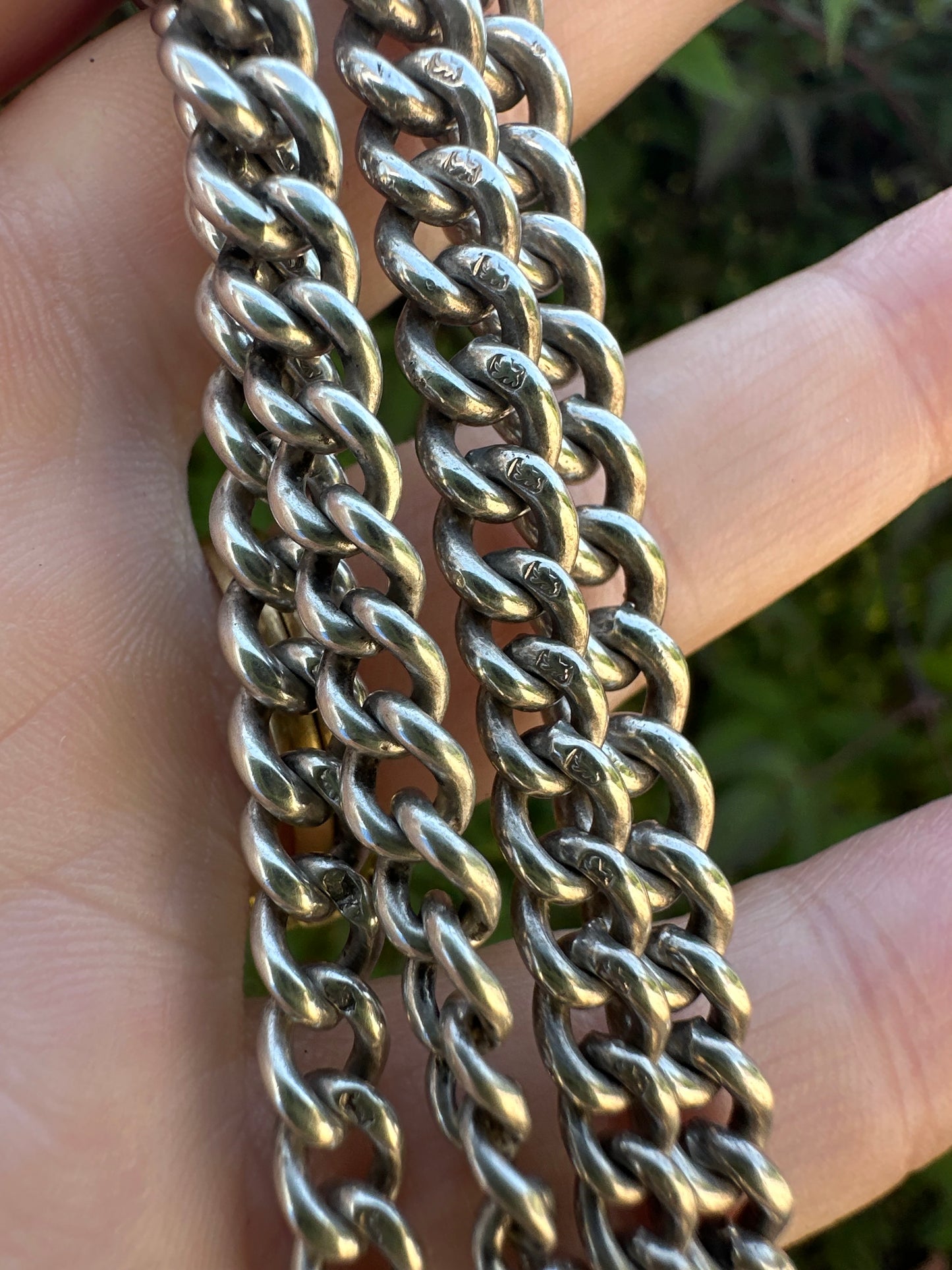 Reimagined Sterling Silver Albert chain with Compass Fob