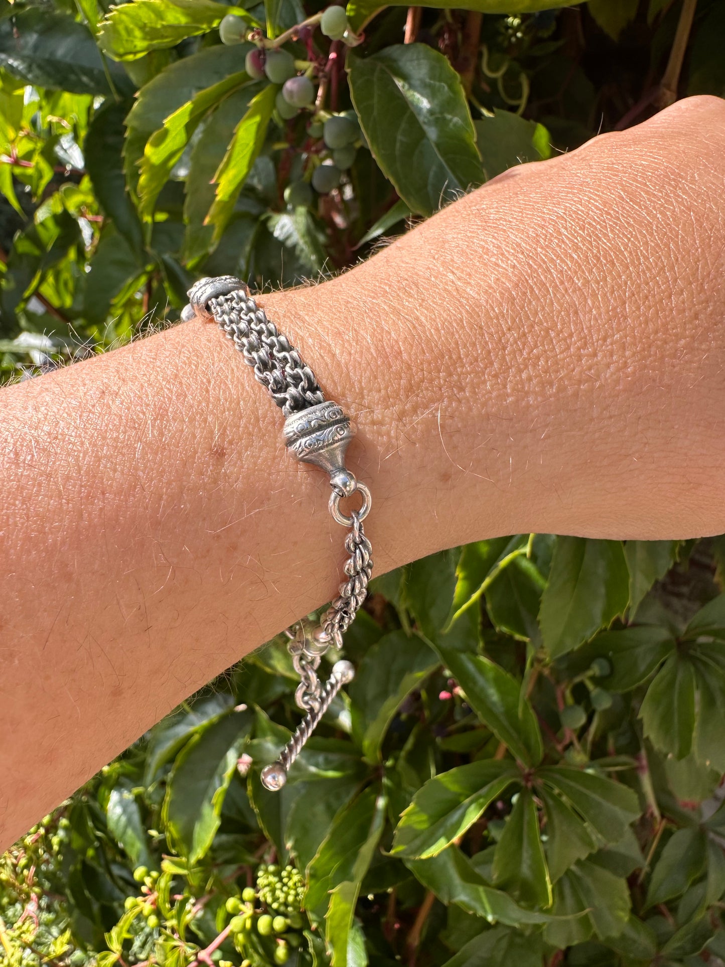 Sterling Silver rope & ribbed belcher Albertina bracelet