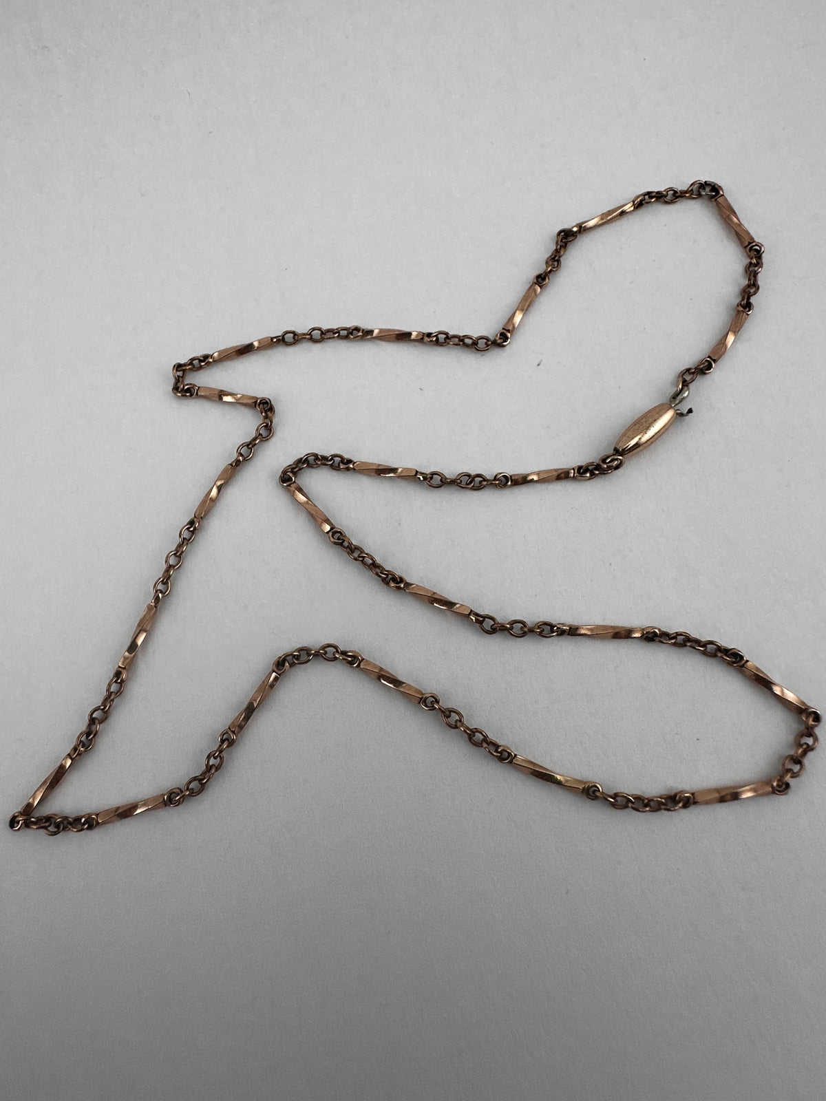 Antique 9ct Rose Gold Twist Bar station chain