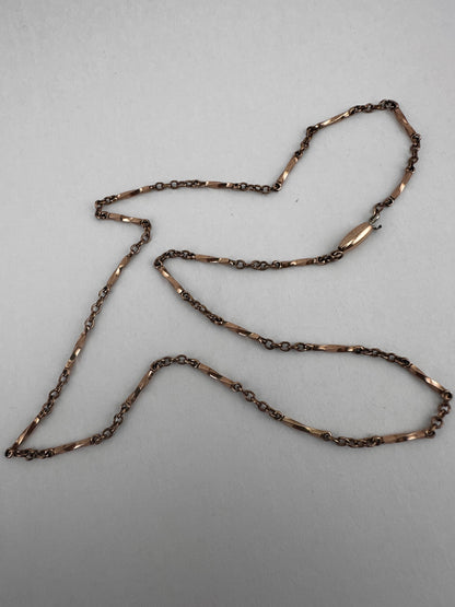 Antique 9ct Rose Gold Twist Bar station chain