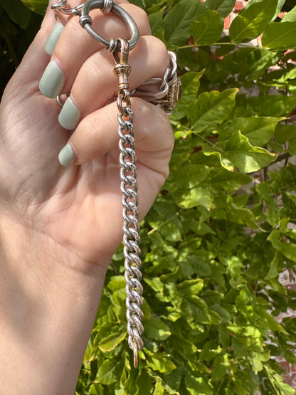 Mix metal curb extender. 9ct rose gold dog clip & sterling curb links