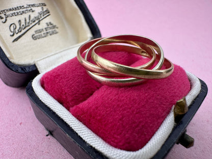 Vintage 9ct Gold Tri-Colour Russian Rolling bands