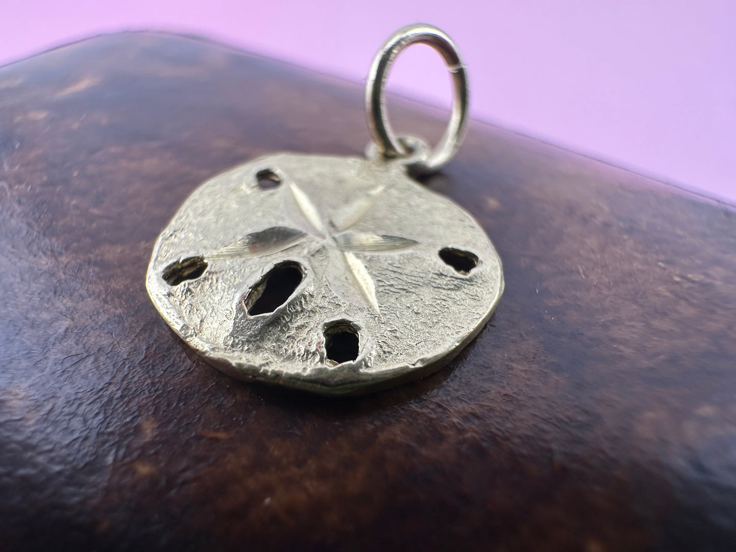 Vintage 14ct Sand Dollar Sea Urchin Charm with 9ct Gold bail.