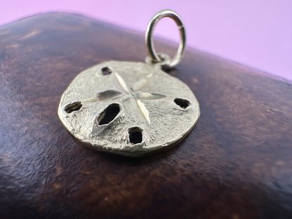 Vintage 14ct Sand Dollar Sea Urchin Charm with 9ct Gold bail.