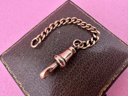 9ct Peachy Rose Gold Gold Curb extender with antique dog clip