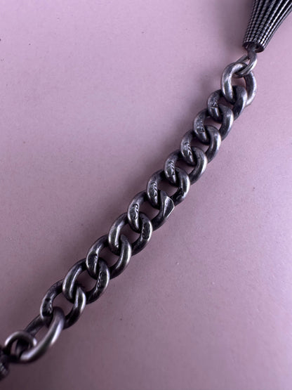 Sterling silver curb Claspless extender with fluted beaded ends