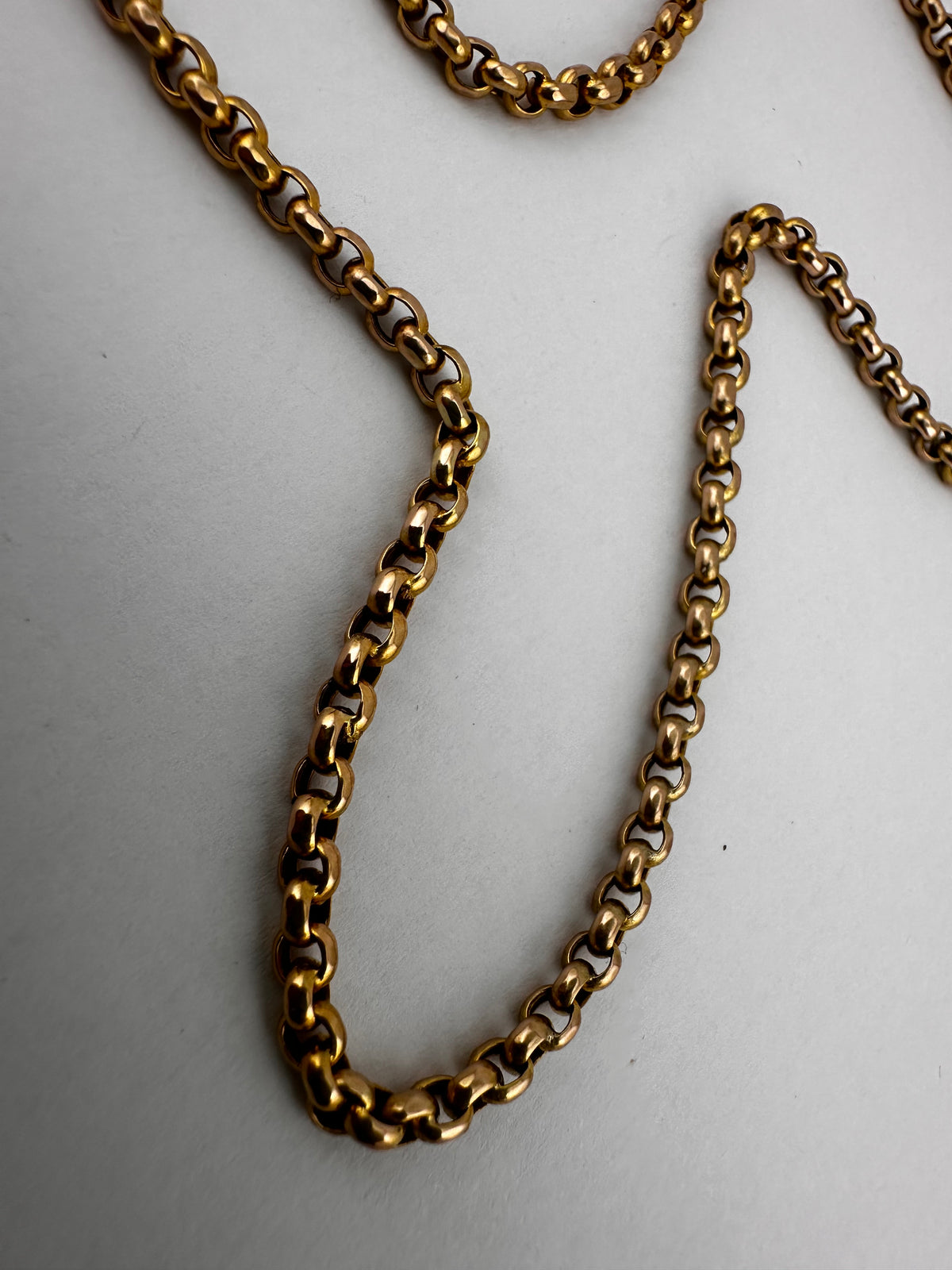 Antique 9ct Yellow gold Belcher Chain with faceted dog clip