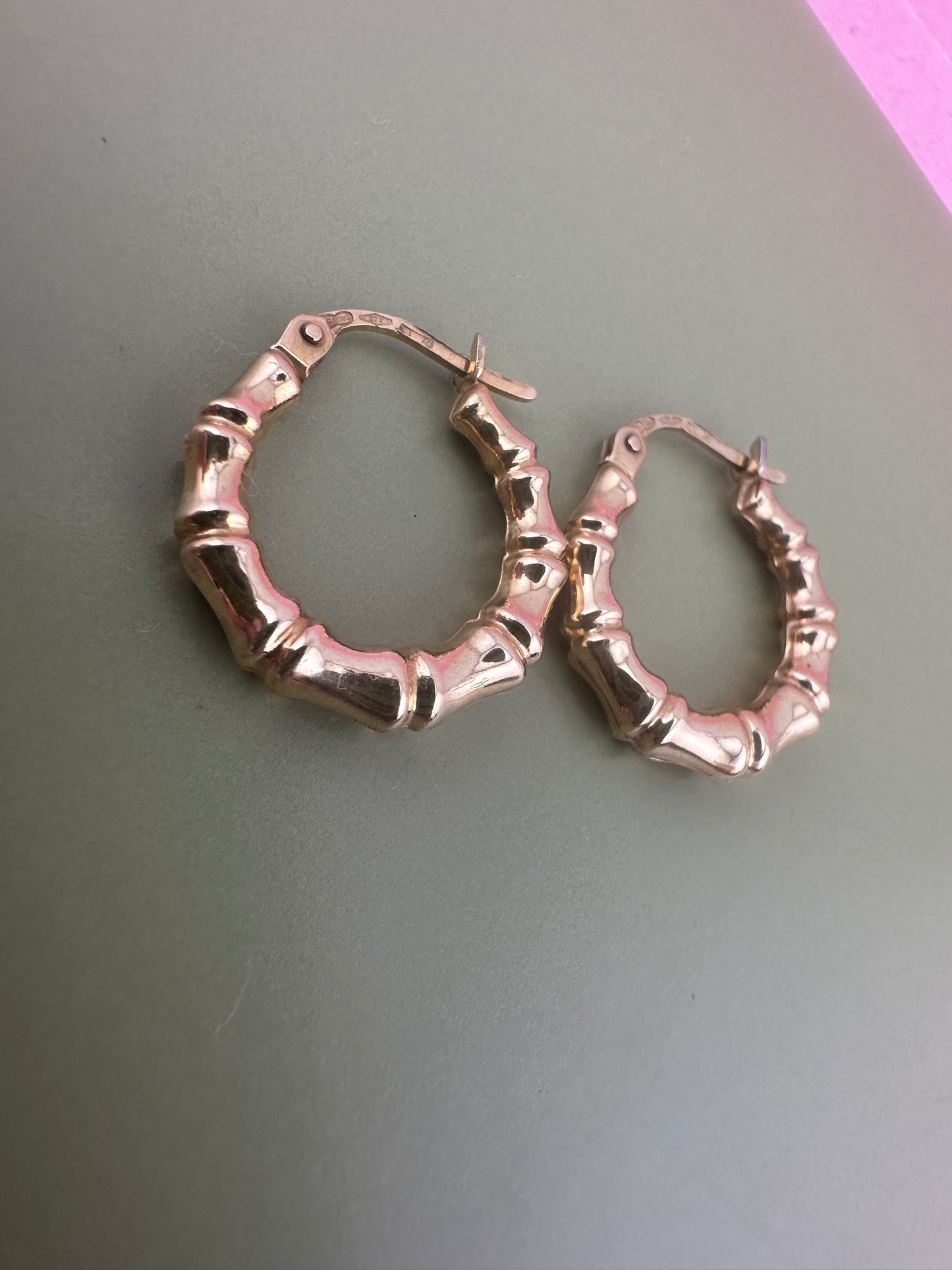 Vintage 9ct Gold UnoAerre Bamboo Hoops
