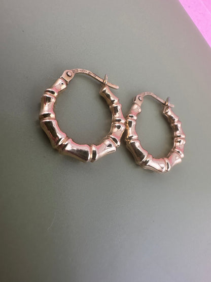 Vintage 9ct Gold UnoAerre Bamboo Hoops