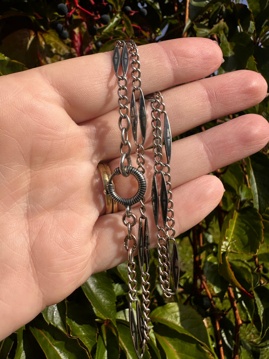 Antique 800 Niello Lozenge chain with bolt clasp