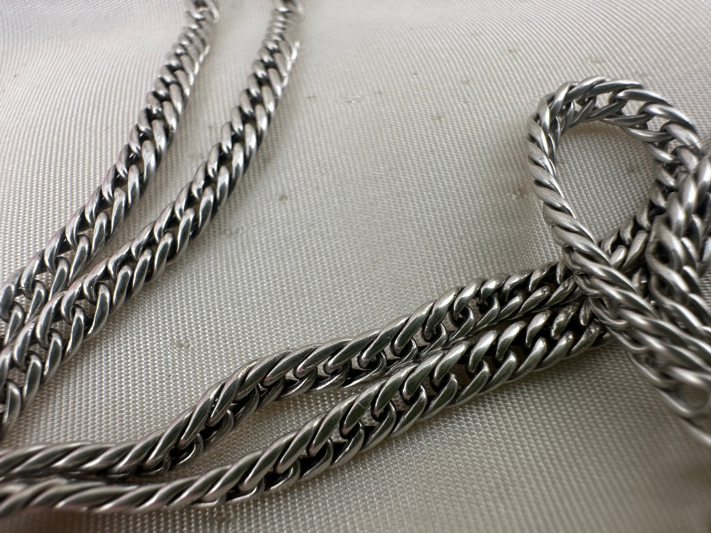 Antique Sterling Silver tight curb long guard chain