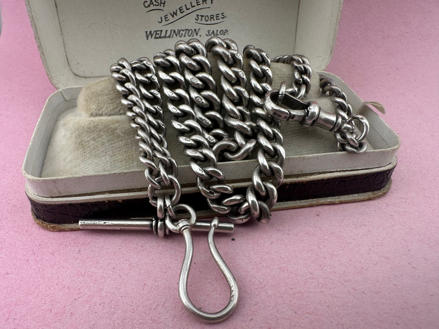 Re-imagined Sterling Silver Albert chain with shepherds hook