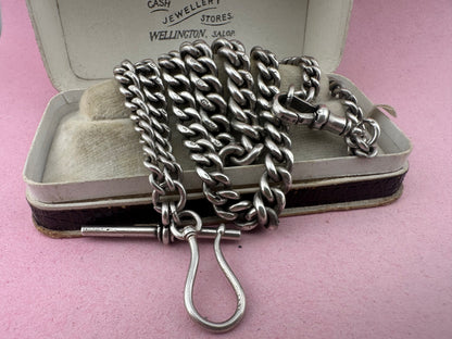 Re-imagined Sterling Silver Albert chain with shepherds hook