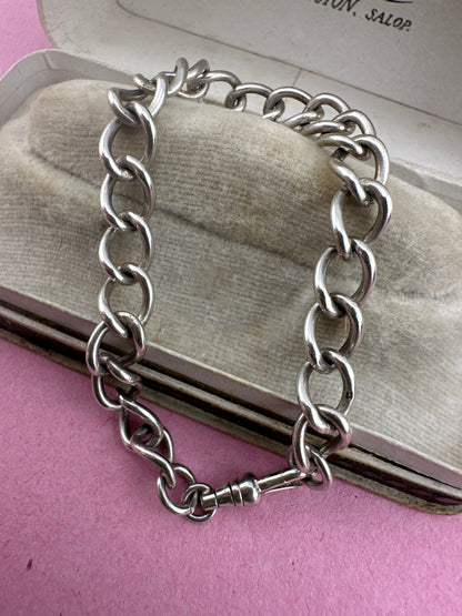 Vintage Sterling Silver Curb bracelet with dog clip