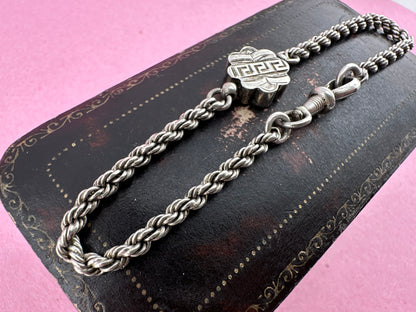 Sterling silver Rope bracelet with Pansy panel