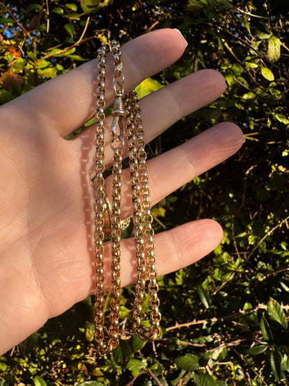 Antique 9ct Yellow gold Belcher Chain with faceted dog clip