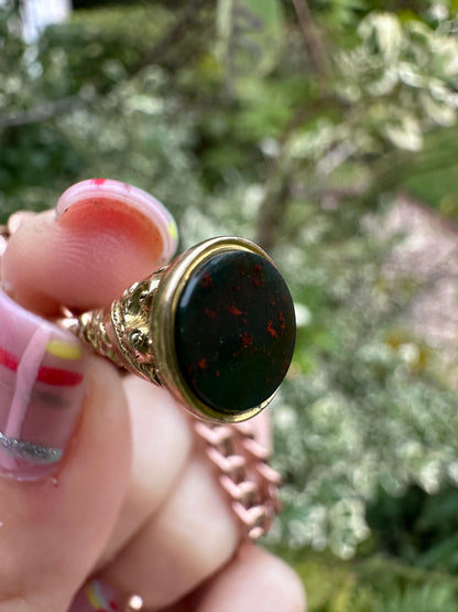 Antique 9ct Gold Blood Stone fob