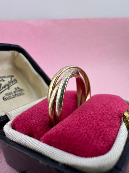 Vintage 9ct Gold Tri-Colour Russian Rolling bands
