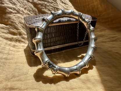 Edwardian Sterling Silver Bamboo Hinged Bangle