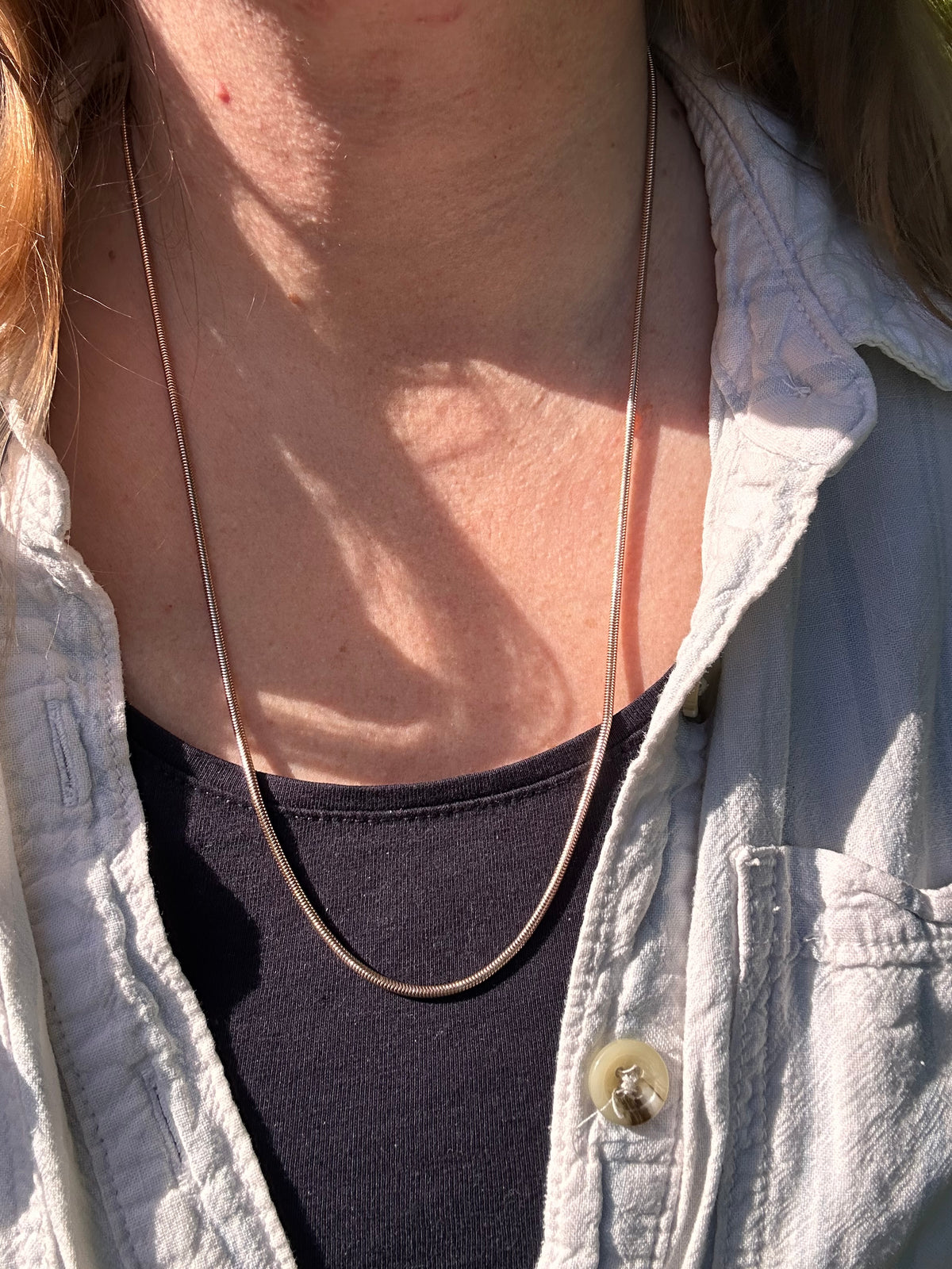 Antique 9ct Rose Gold Snake chain with bolt clasp
