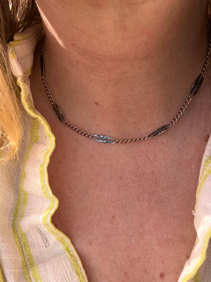 Antique 800 Niello Lozenge chain with bolt clasp