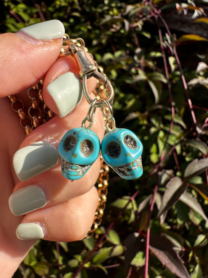 9ct Gold and Turquoise Skull charms