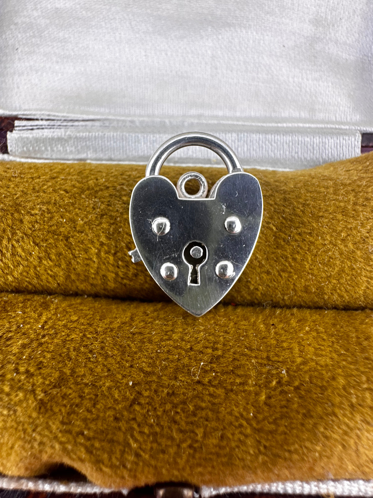 Sterling Silver Heart Padlock with lever release.