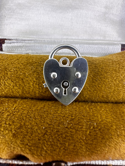 Sterling Silver Heart Padlock with lever release.