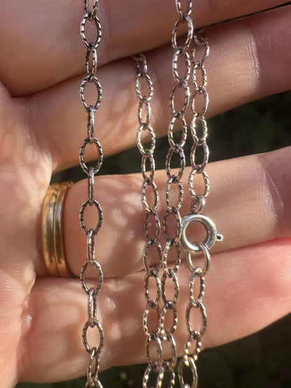 Sterling Silver Textured Oval belcher chain