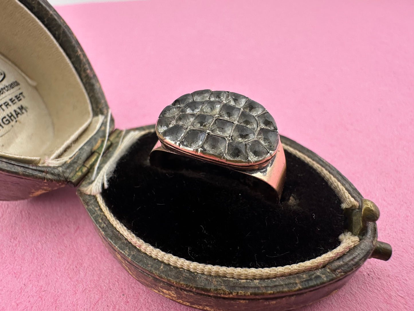 Antique 9ct Rose gold and Paste Cluster ring