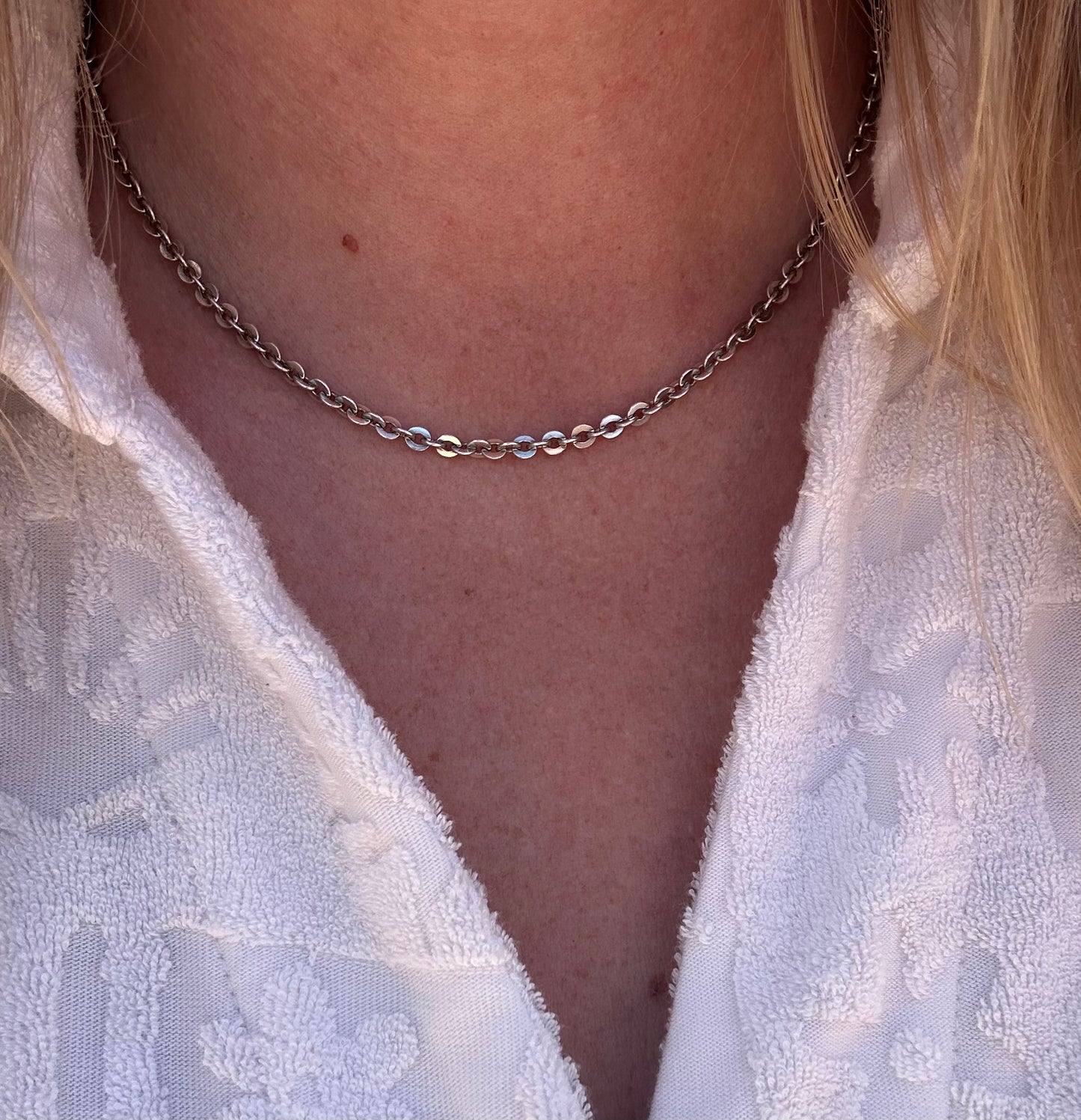 Sterling Silver Flat Cable Chain with Bolt clasp