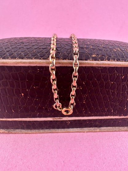 Antique 9ct gold Faceted oval belcher bracelet with bolt clasp