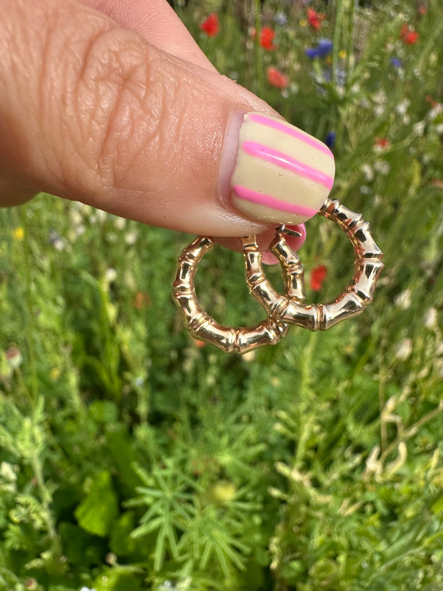 Vintage 9ct Gold UnoAerre Bamboo Hoops