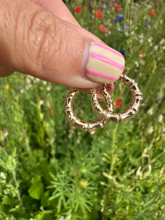 Vintage 9ct Gold UnoAerre Bamboo Hoops