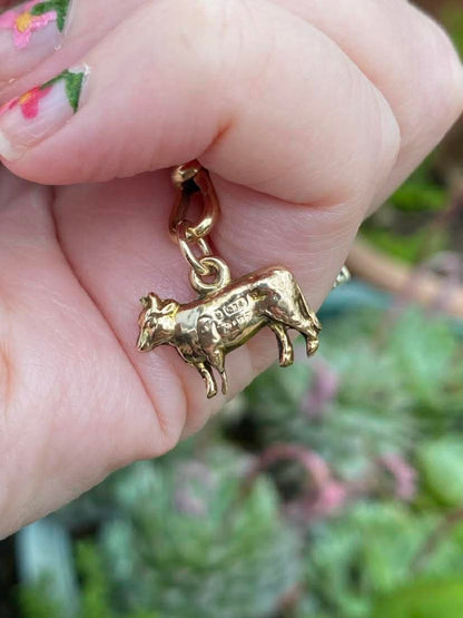 Antique 9ct gold Cow charm