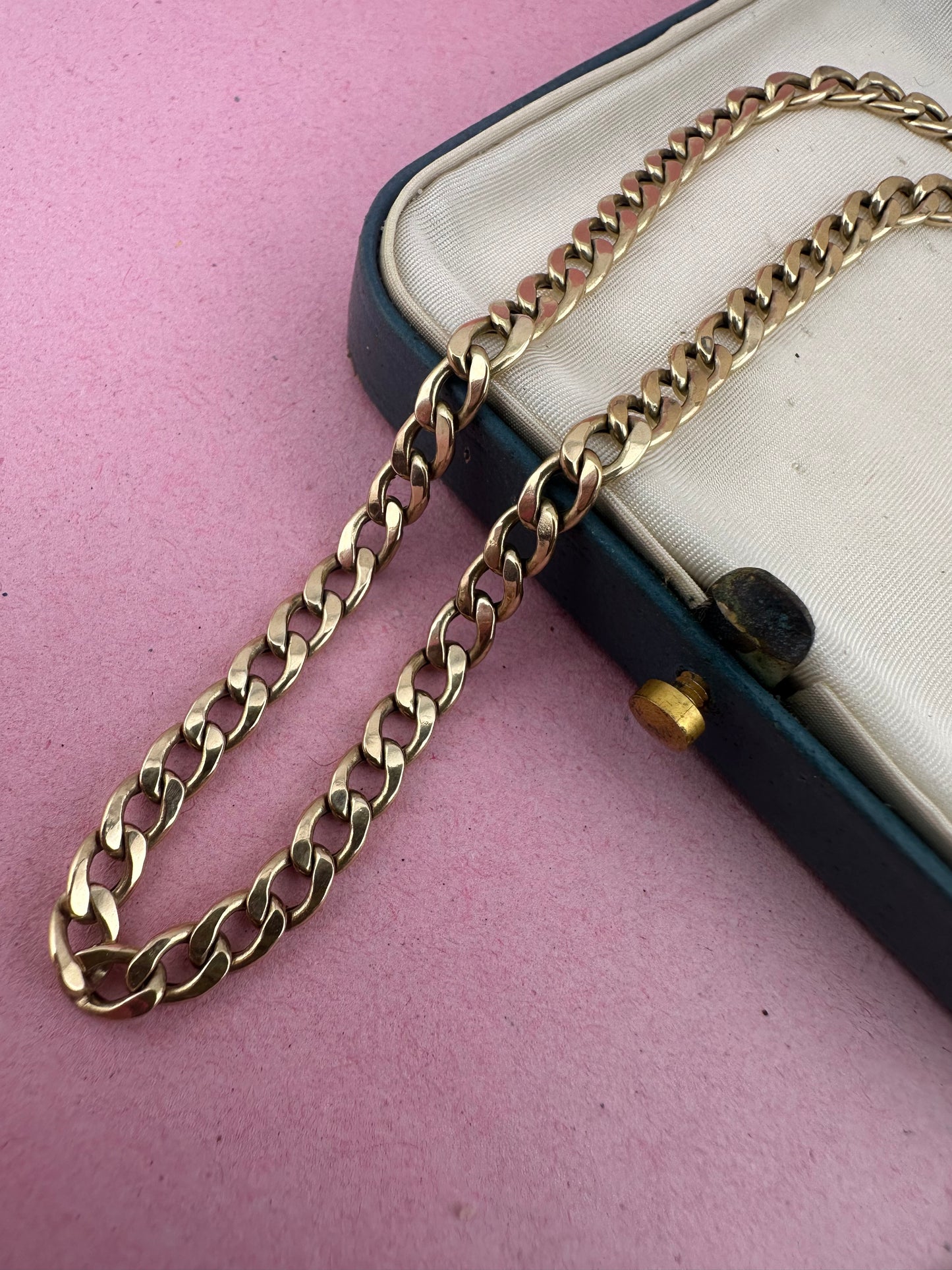 Vintage 9ct yellow gold Flat curb chain
