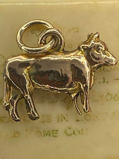 Antique 9ct gold Cow charm