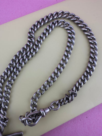 Reimagined Sterling Silver Albert chain with Compass Fob