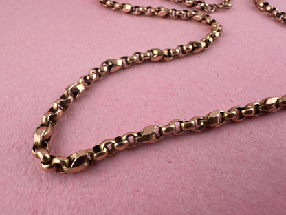 Antique 9ct Rose Gold Tulip belcher mix link chain