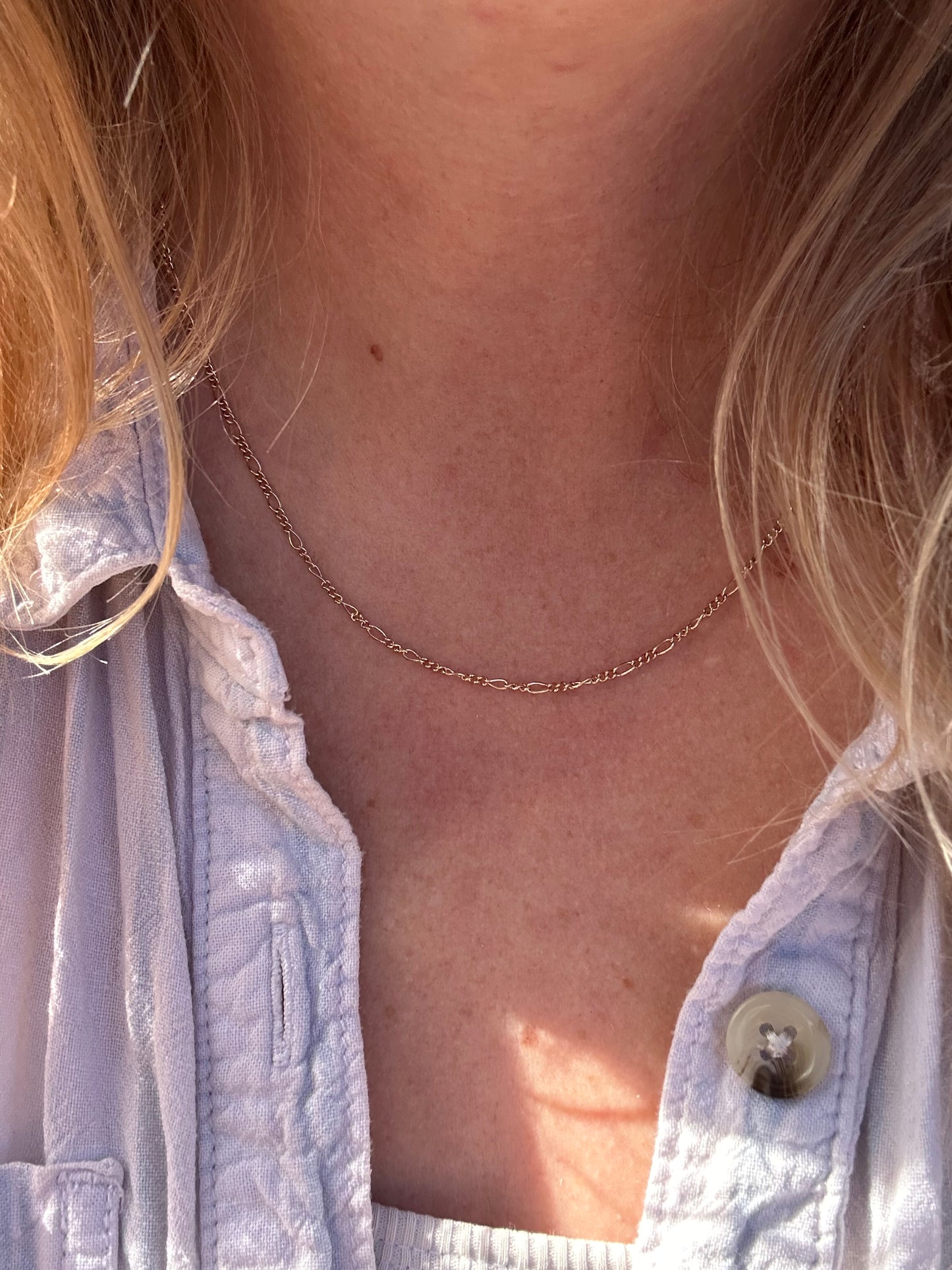 Vintage 9ct Yellow Gold mini Figaro chain