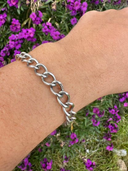 Vintage Sterling Silver Curb bracelet with dog clip