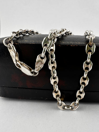 Vintage Sterling Silver Puffy Mariner chain