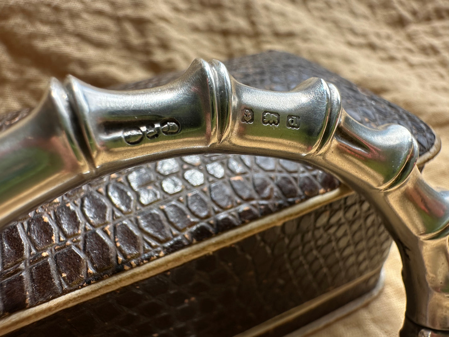 Edwardian Sterling Silver Bamboo Hinged Bangle