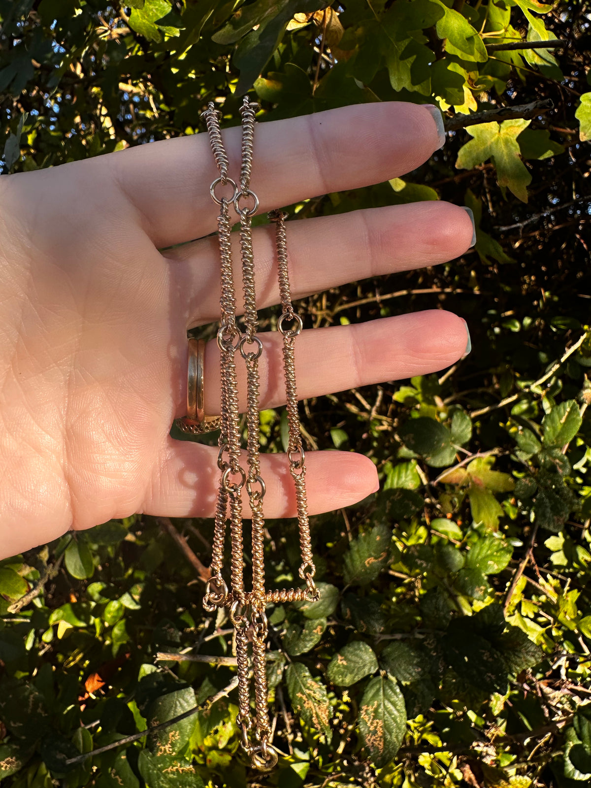 Vintage 9ct yellow Gold twist bar chain