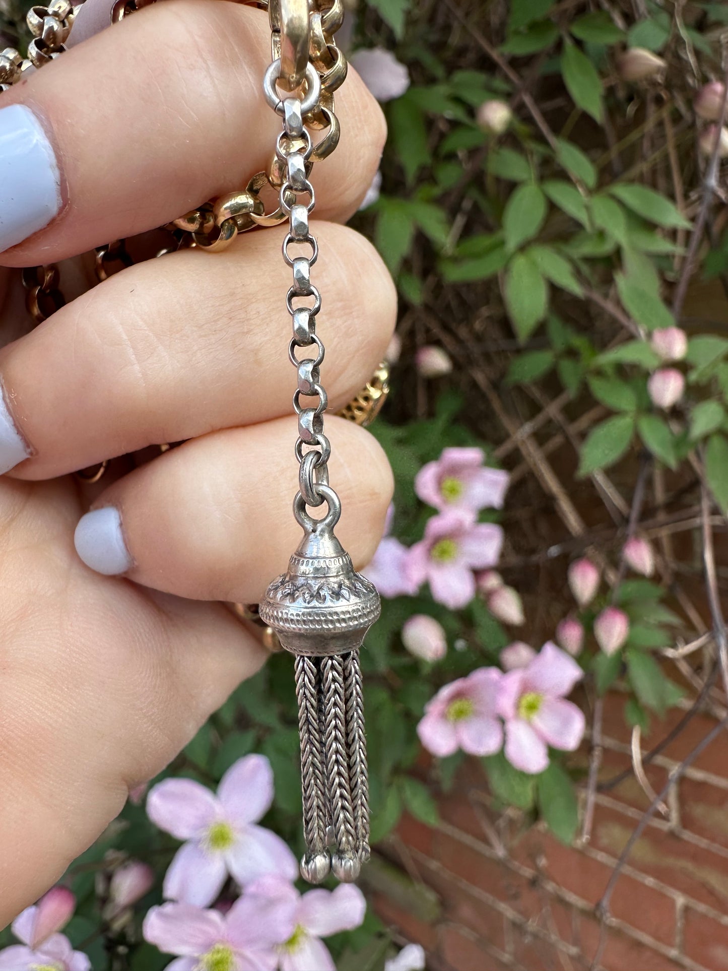 Antique Sterling silver tassel pendant