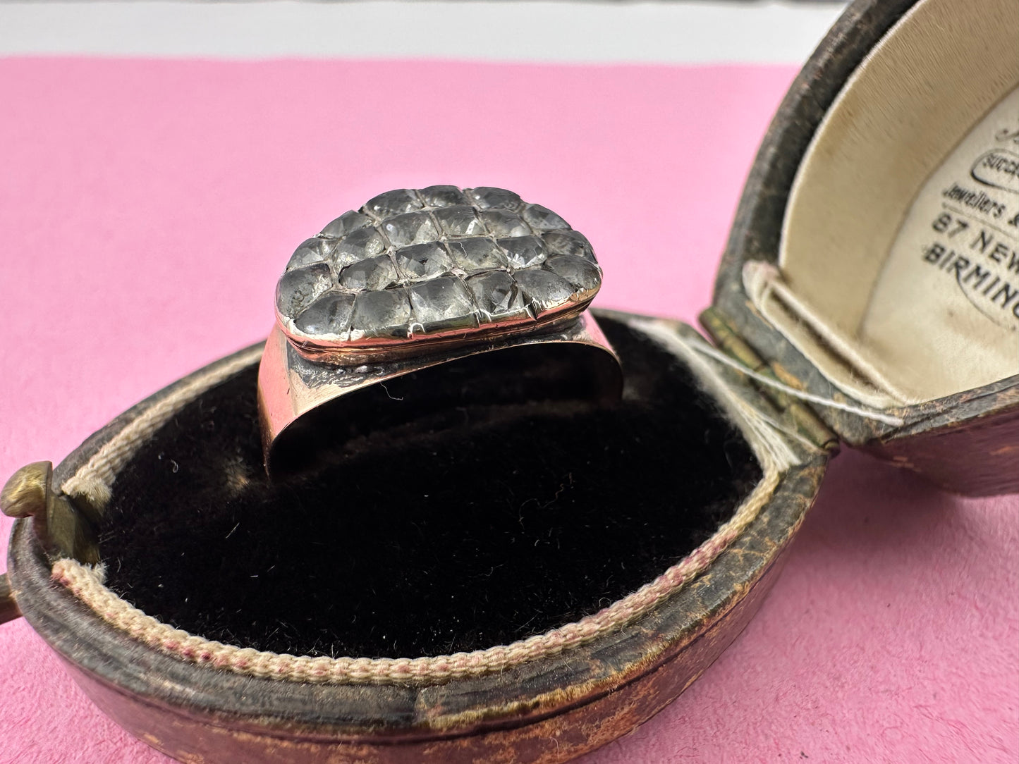 Antique 9ct Rose gold and Paste Cluster ring