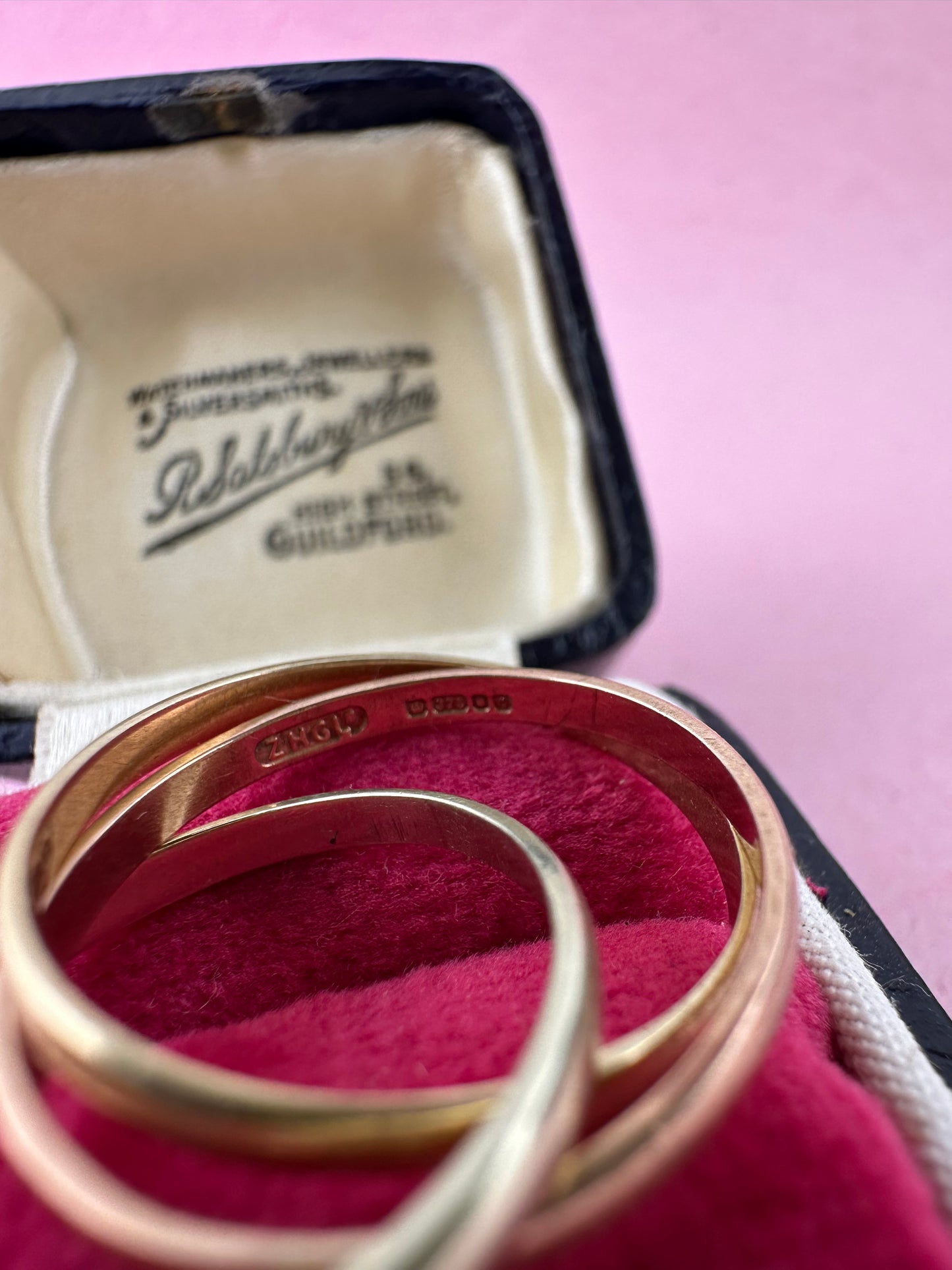 Vintage 9ct Gold Tri-Colour Russian Rolling bands
